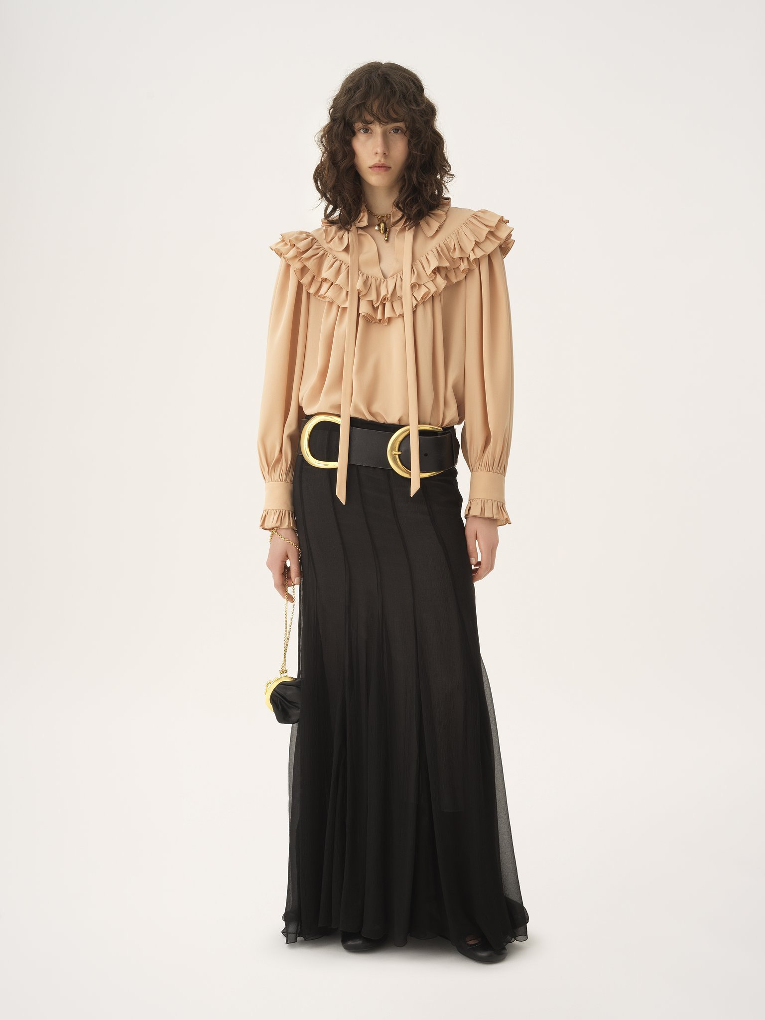 OVERSIZED RUFFLE TOP IN CRÊPE DE CHINE - 3