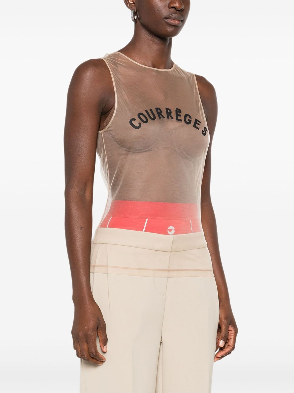 logo-print tulle top - 3