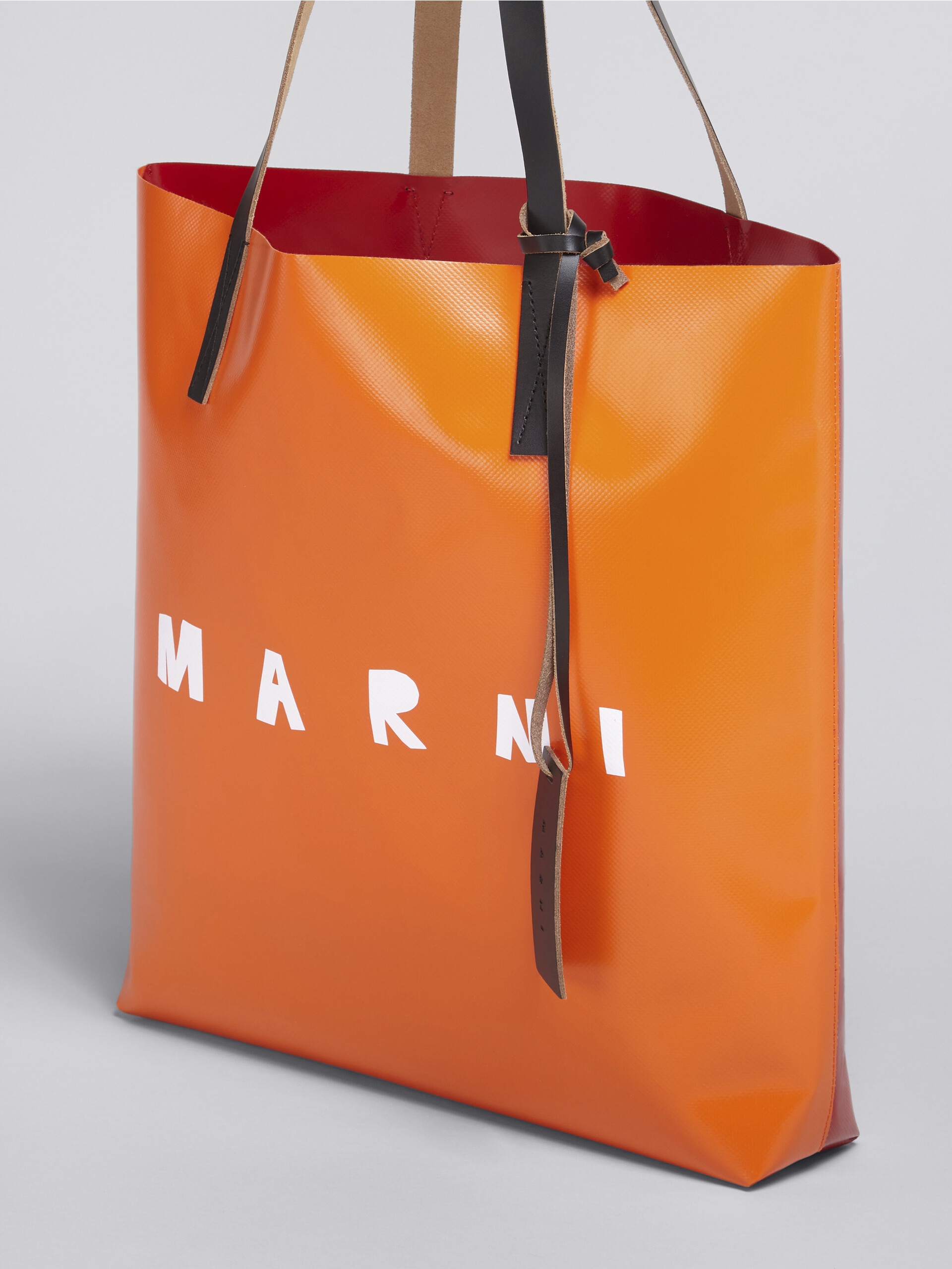 RED AND ORANGE TRIBECA SHOPPING BAG WITH MARNI LOGO - 4