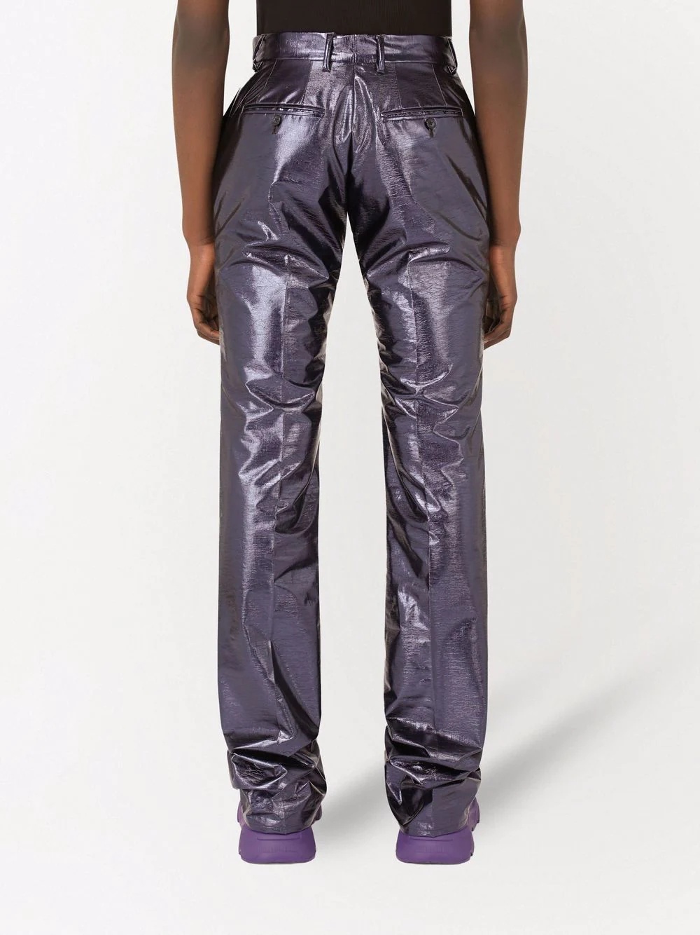 metallic-effect straight-leg trousers - 4