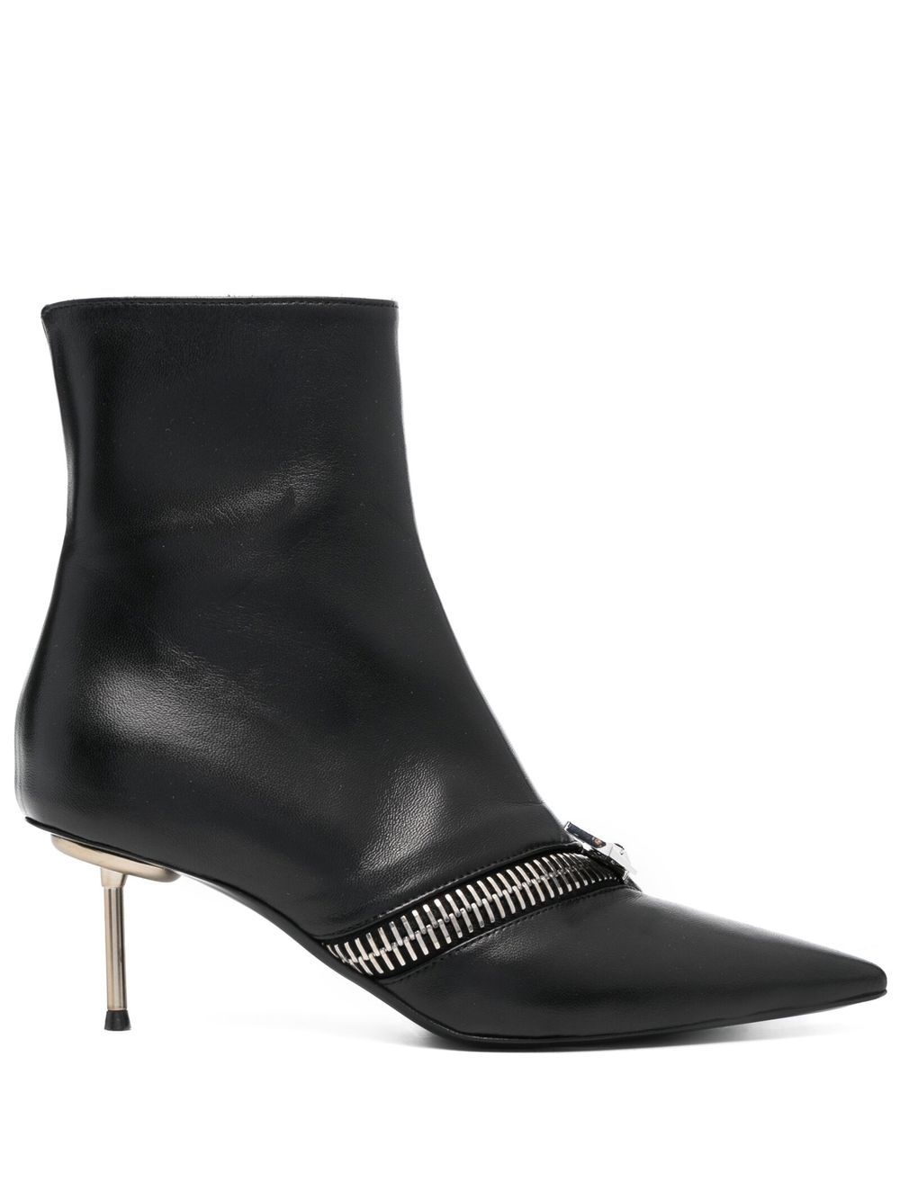 zip-detail leather ankle boots - 1