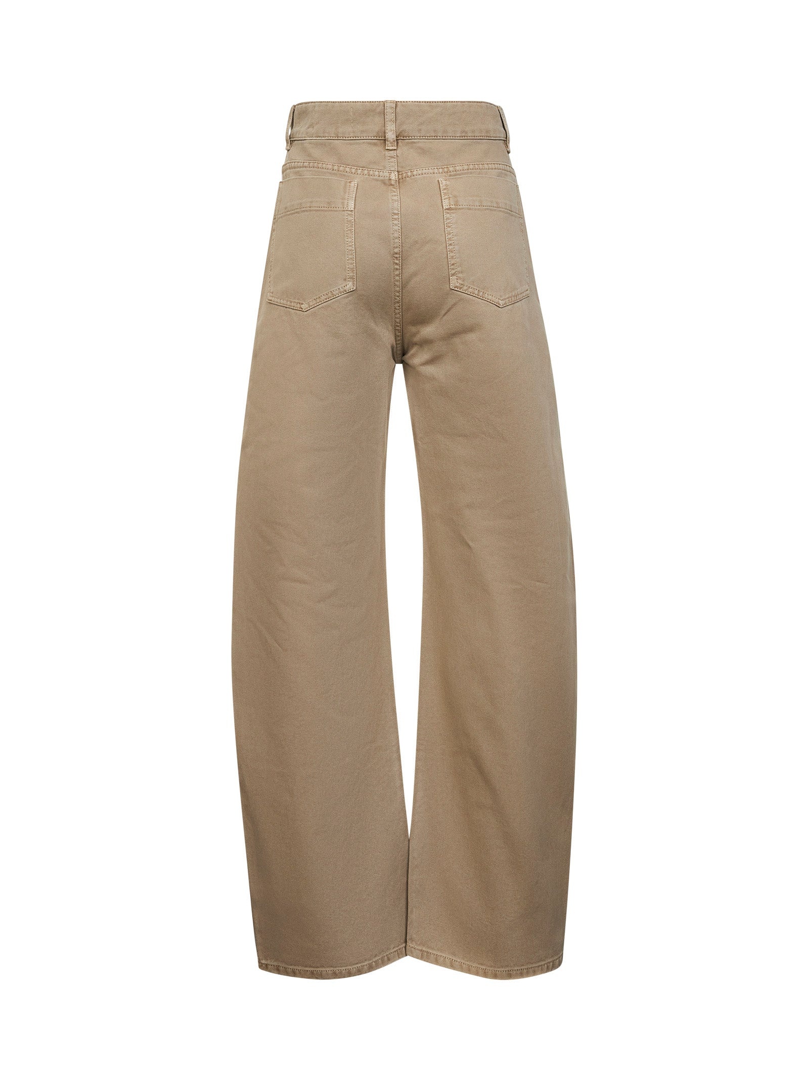 Beige denim High Waisted Curved Pants - 2
