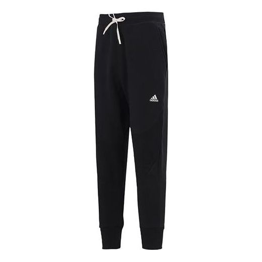 Men's adidas Solid Color Printing Logo Knit Sports Pants/Trousers/Joggers Black HB6587 - 1