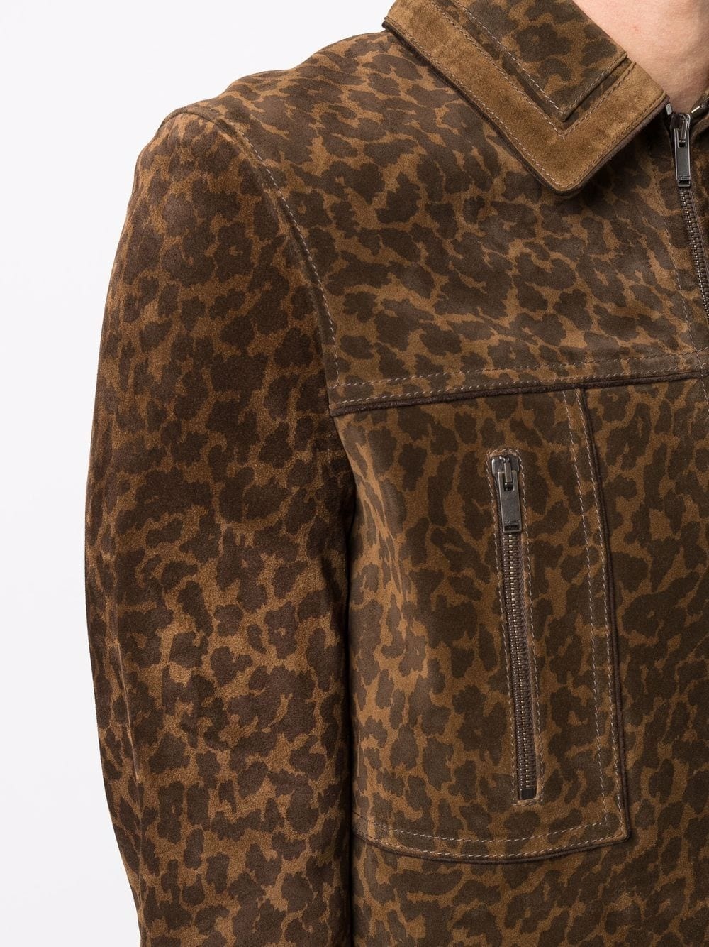 leopard-print suede jacket - 5