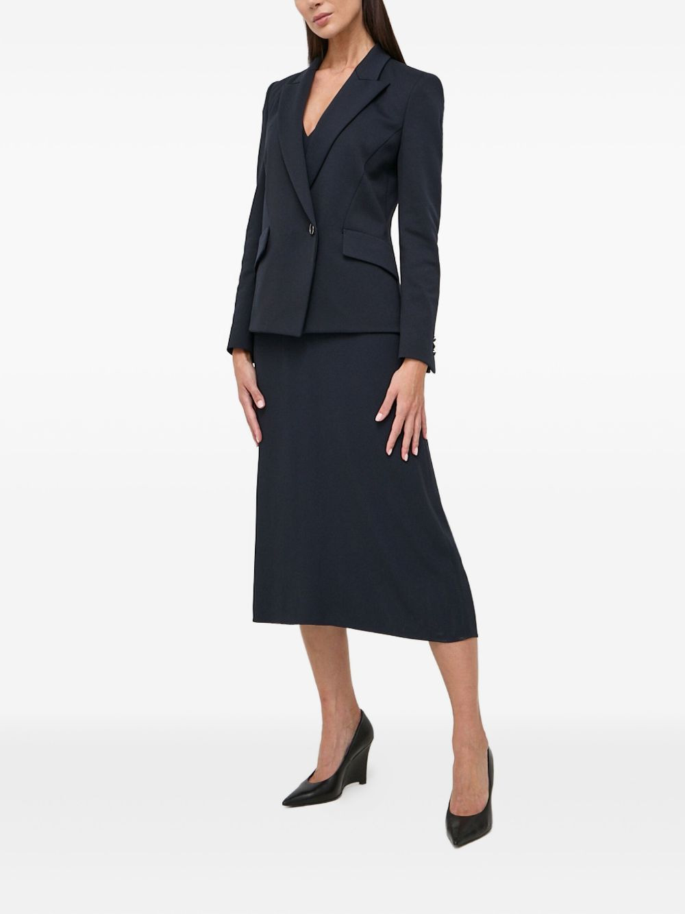 flutter-sleeve V-neck midi dress - 2