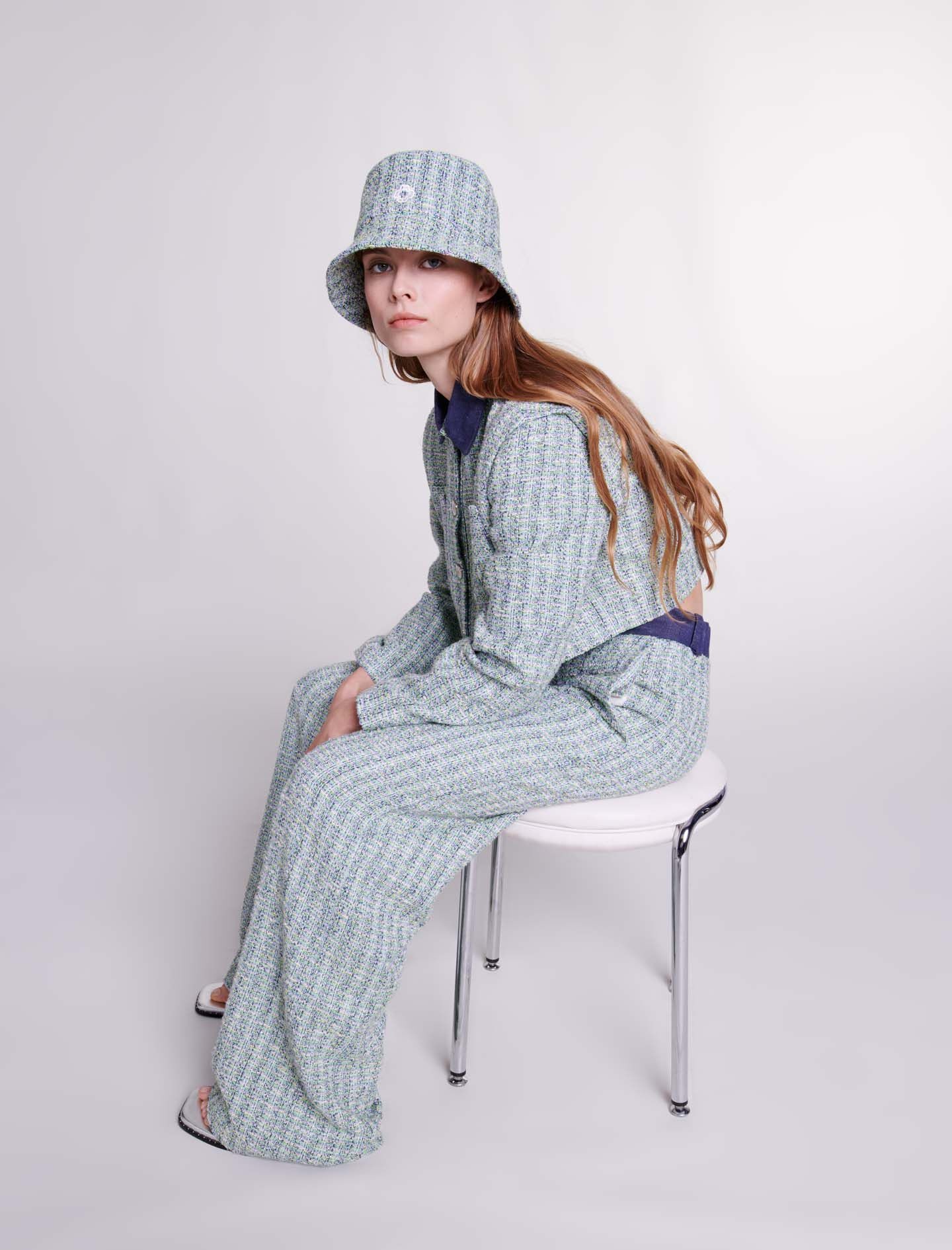 Wide-leg tweed trousers - 3