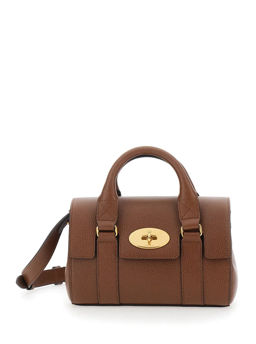 Mulberry 'Bayswater Mini' Brown Handbag With Twist Lock In Hammered Leather Woman - 1