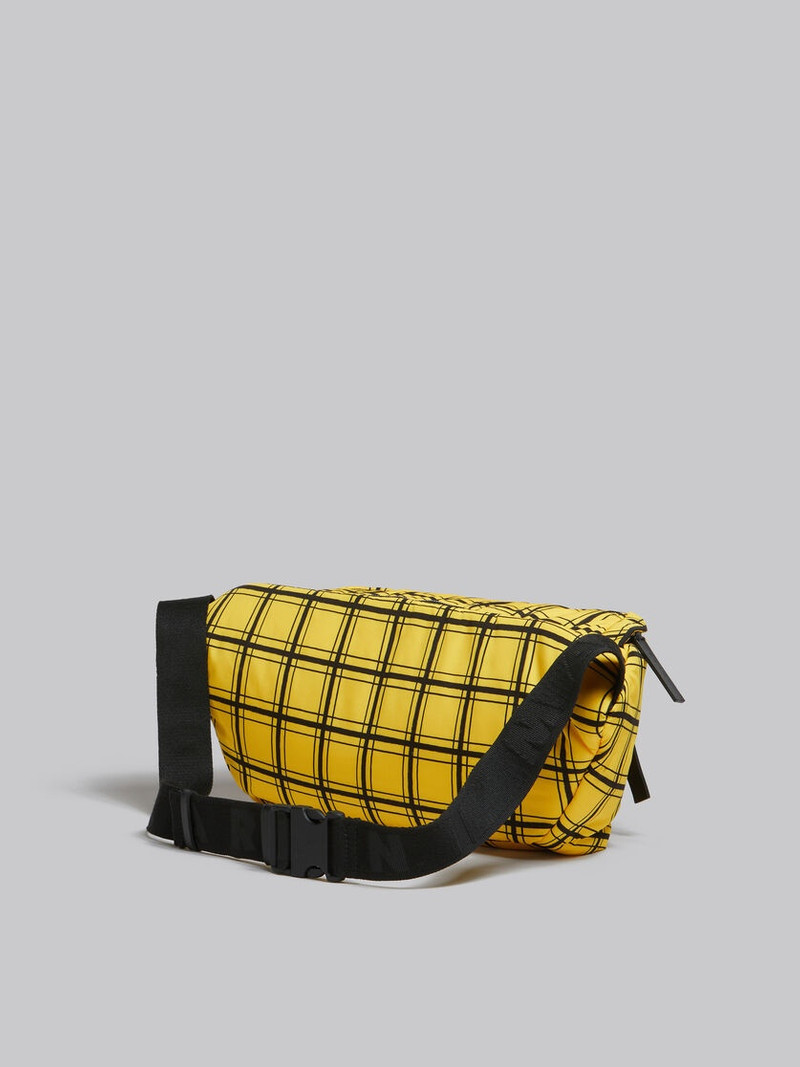 YELLOW CHECKED PUFF BELT BAG 3