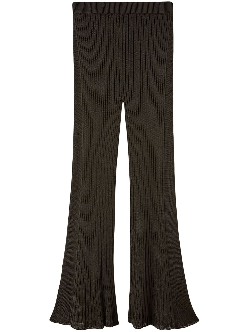 chunky ribbed flared-hem trousers - 1
