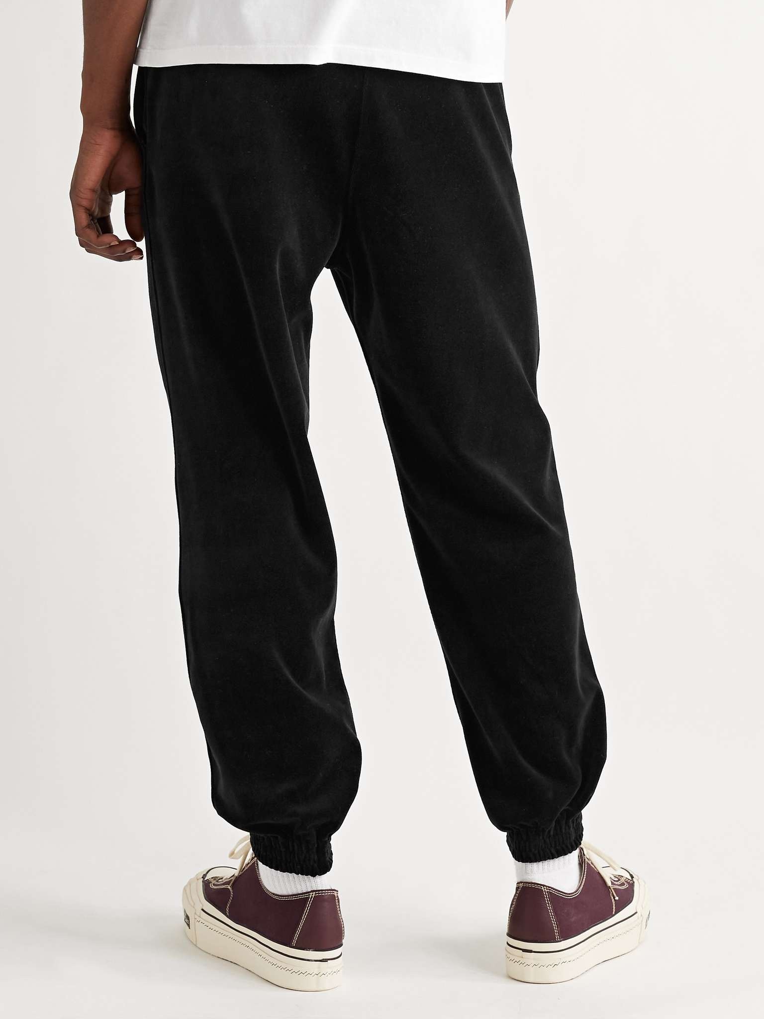 Tapered Logo-Embroidered Cotton-Blend Velour Sweatpants - 4