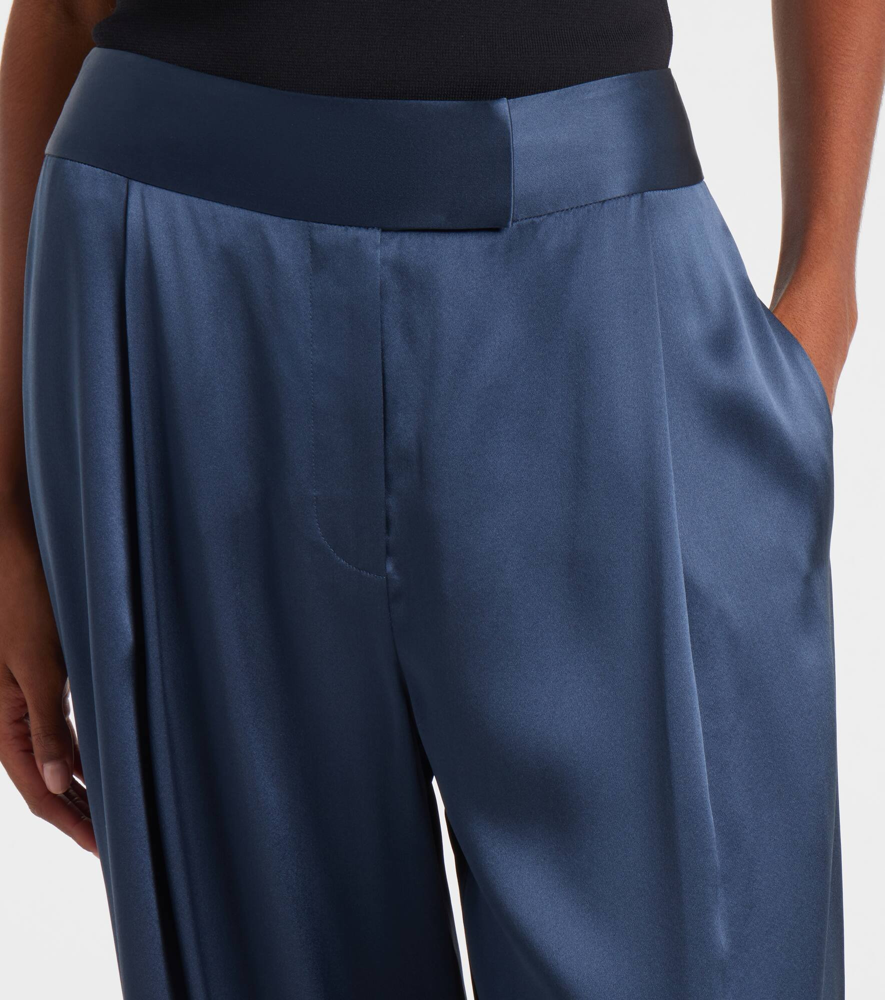 High-rise silk wide-leg pants - 4