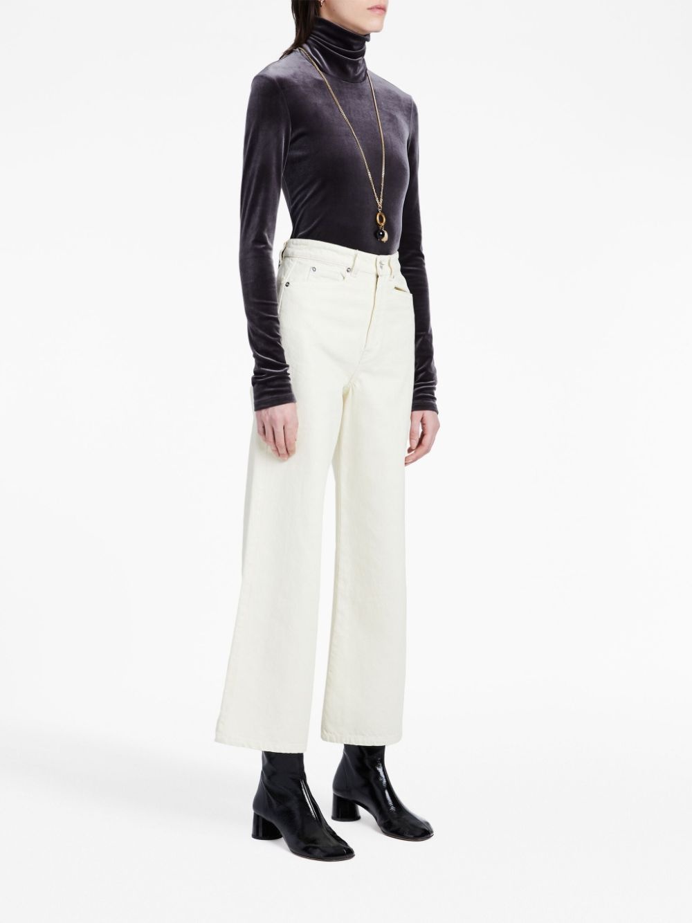 logo-patch cropped jeans - 6