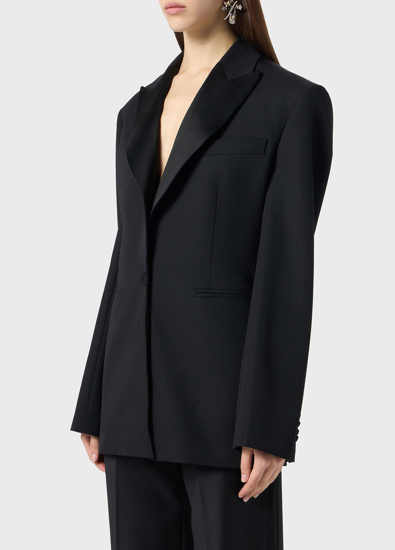 SINGLE-BREASTED JACKET IN GRAIN DE POUDRE WOOL 4