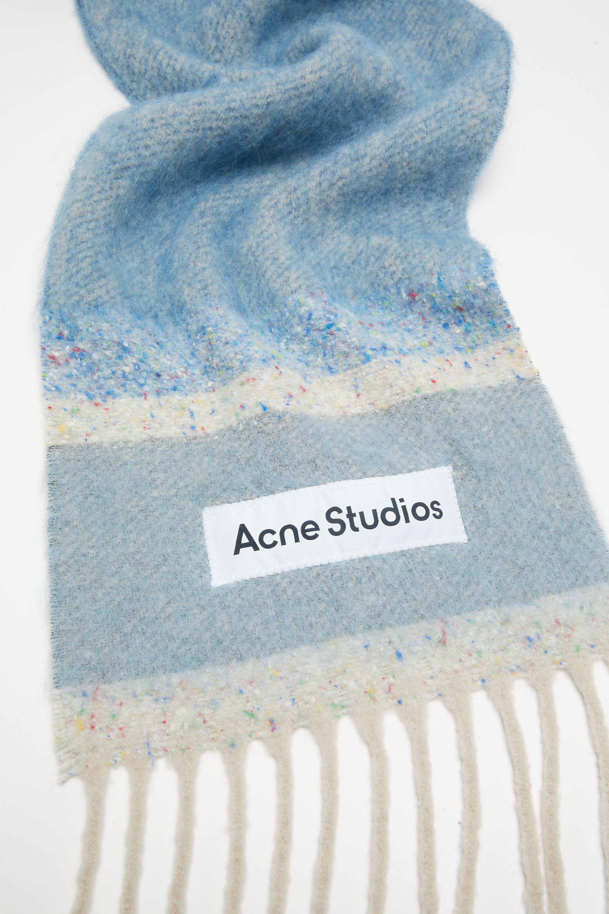 Fringed scarf logo - Denim blue - 4