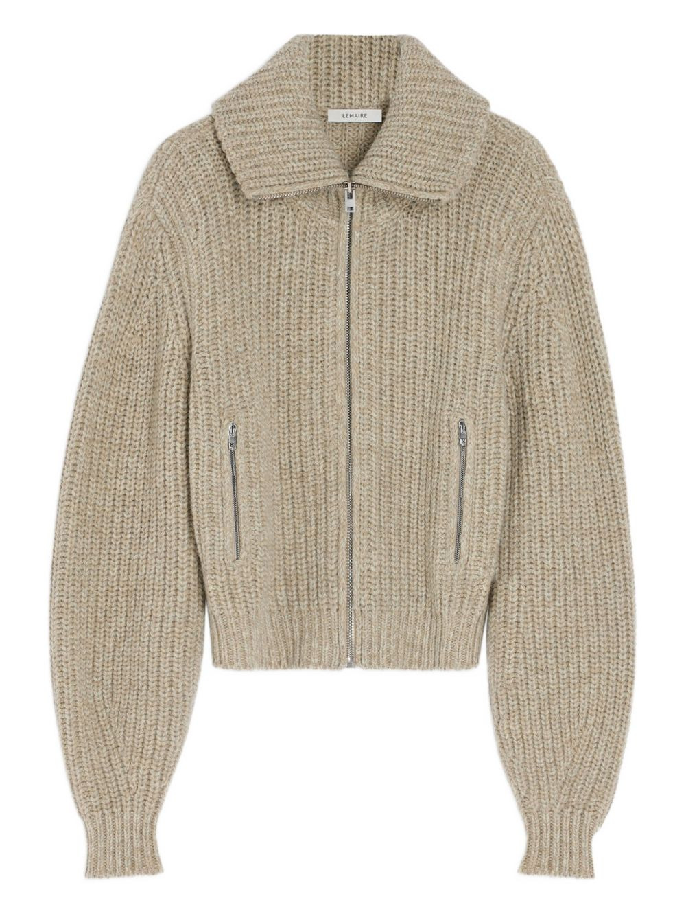 ribbed high-neck zip cardigan - 1