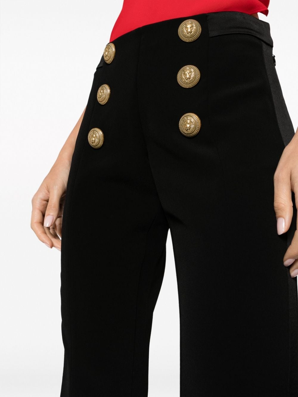 double-button flared trousers - 5
