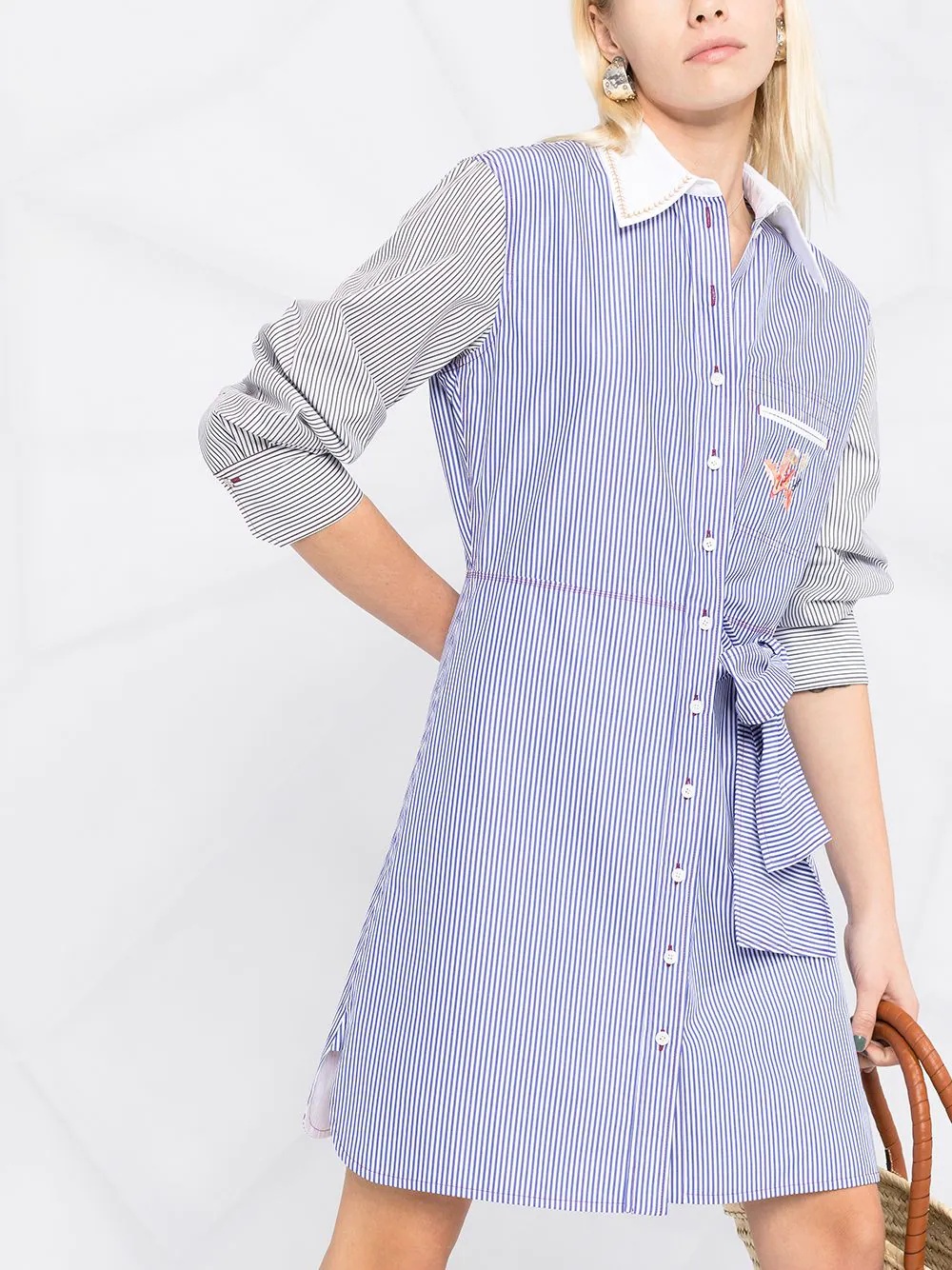 pinstripe-pattern shirtdress - 5