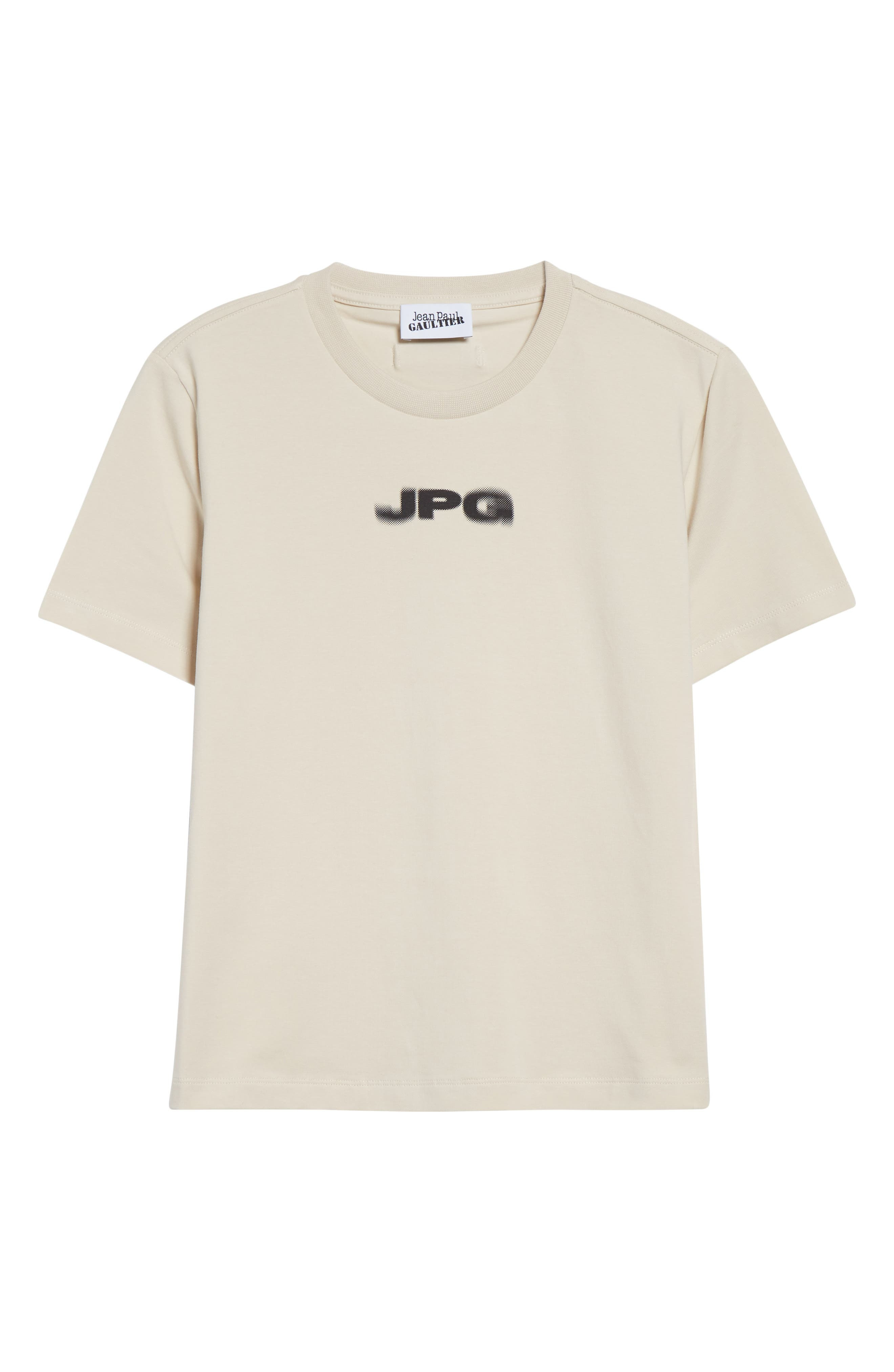 Jean Paul Gaultier Logo Stretch Cotton Baby Tee in Light Beige/Black at Nordstrom - 6