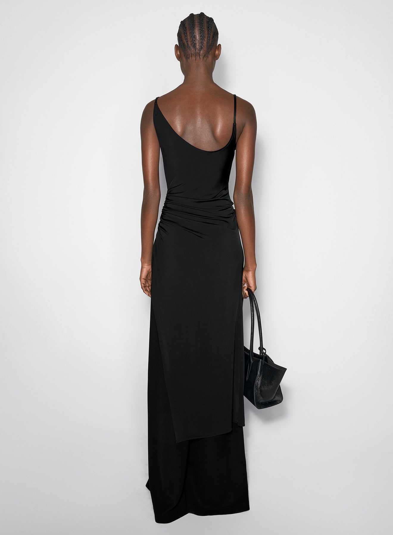 black asymmetrical buckled strap dress - 2