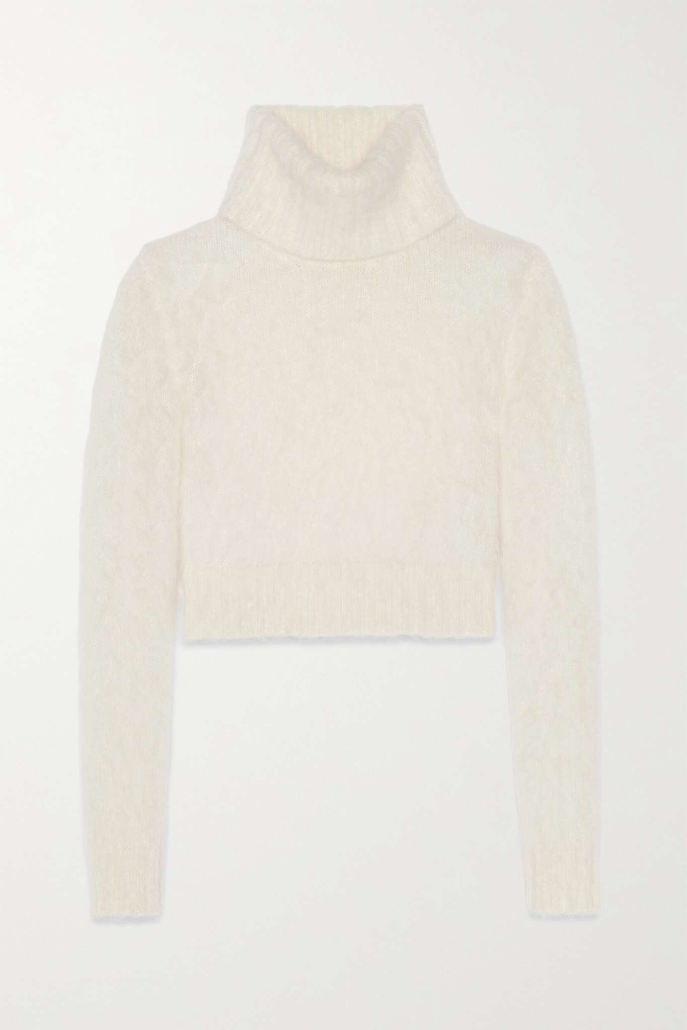 Cropped mohair-blend turtleneck sweater - 1