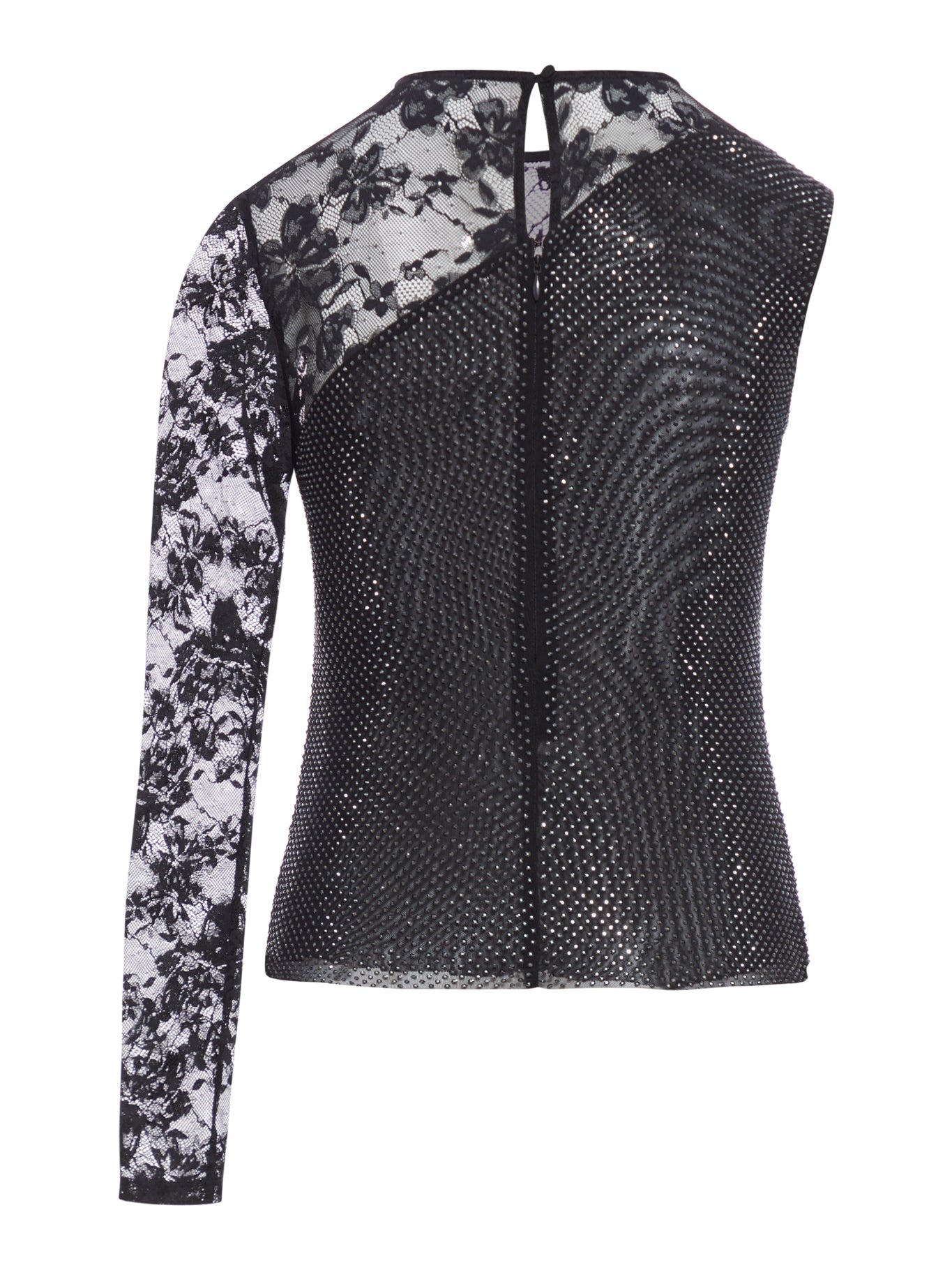 TOP WITH RHINESTONE AND LACE SLEEVES - 6
