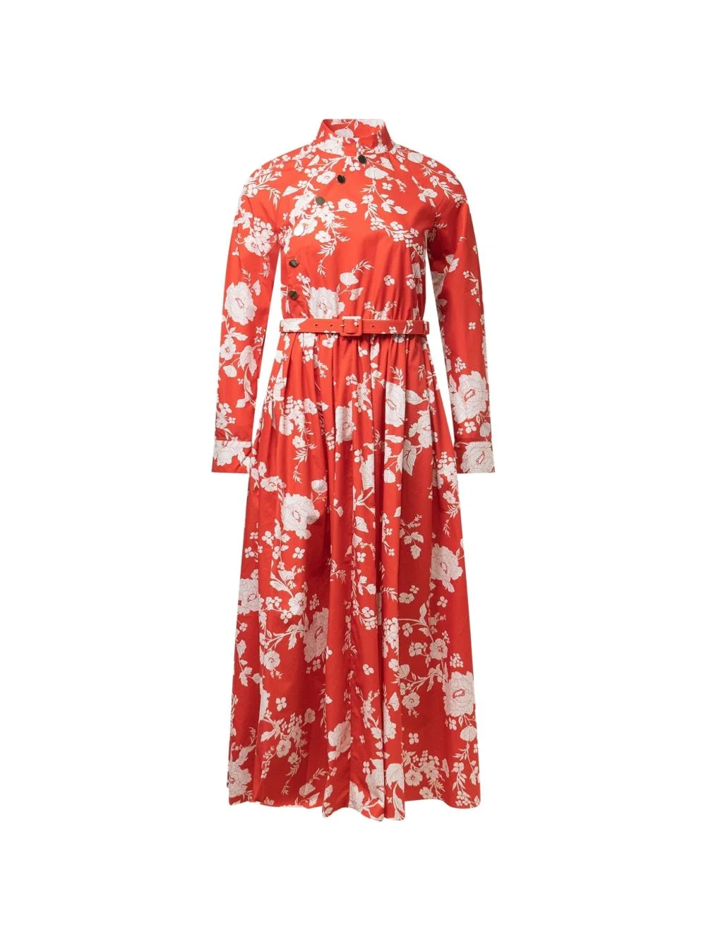 floral-pattern cotton midi dress - 1