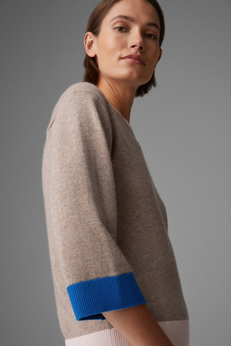 Cassie Cashmere pullover in Beige/Rosé/Azure blue 5