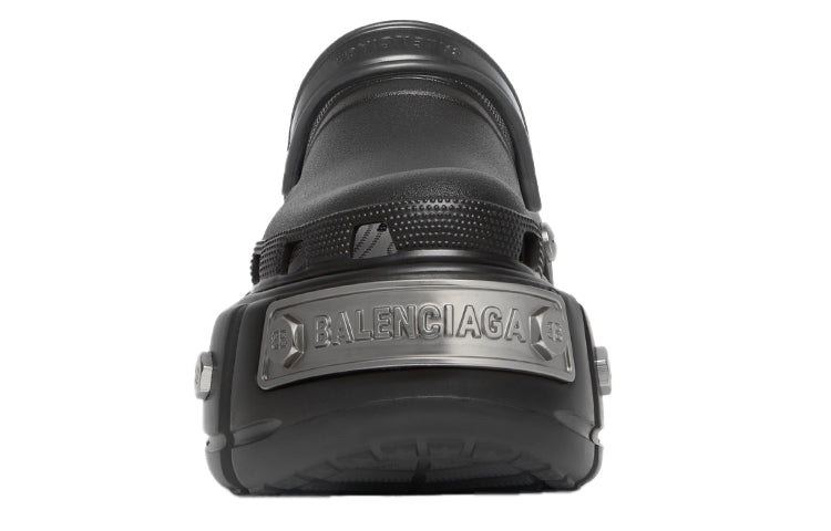 (WMNS) Balenciaga Hardcrocs Slide x Crocs 'Nero Silver' 687398W1S8N1081 - 4