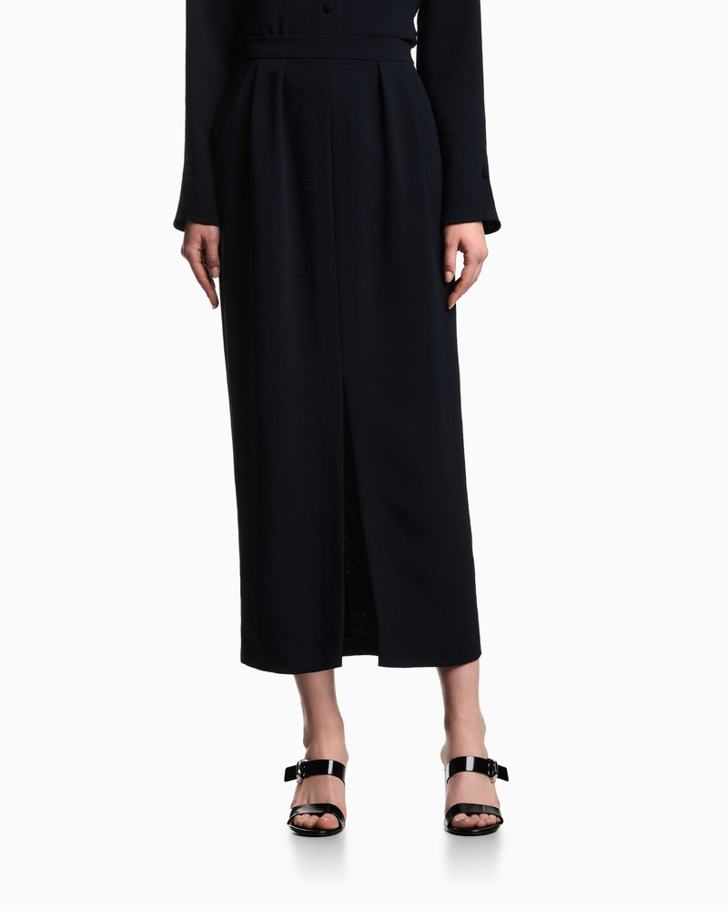 EMPORIO ARMANI ICON WASHED CADY CRÊPE PLEATED LONG SKIRT outlook