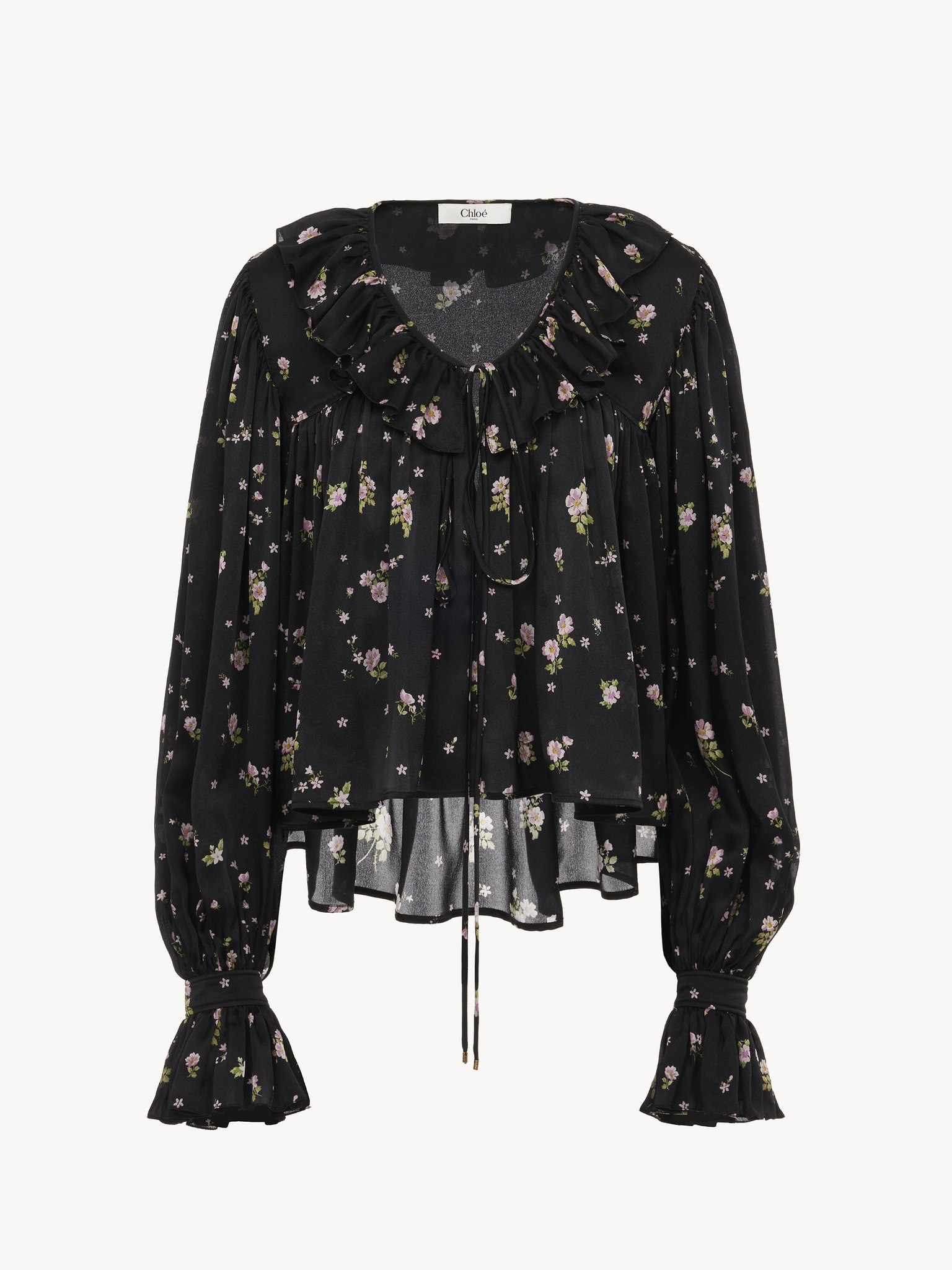 MAXI GATHERED RUFFLE TOP IN SILK CHARMEUSE - 2