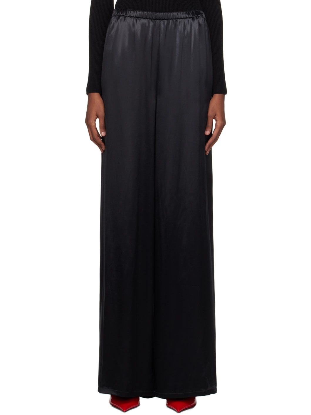Black Fluid Trousers - 1