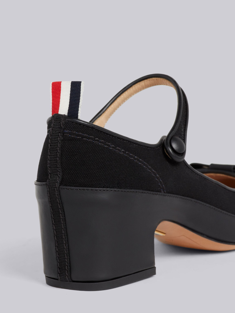 Thom Browne Black Cotton Canvas Thom John Tennis Block Heel outlook