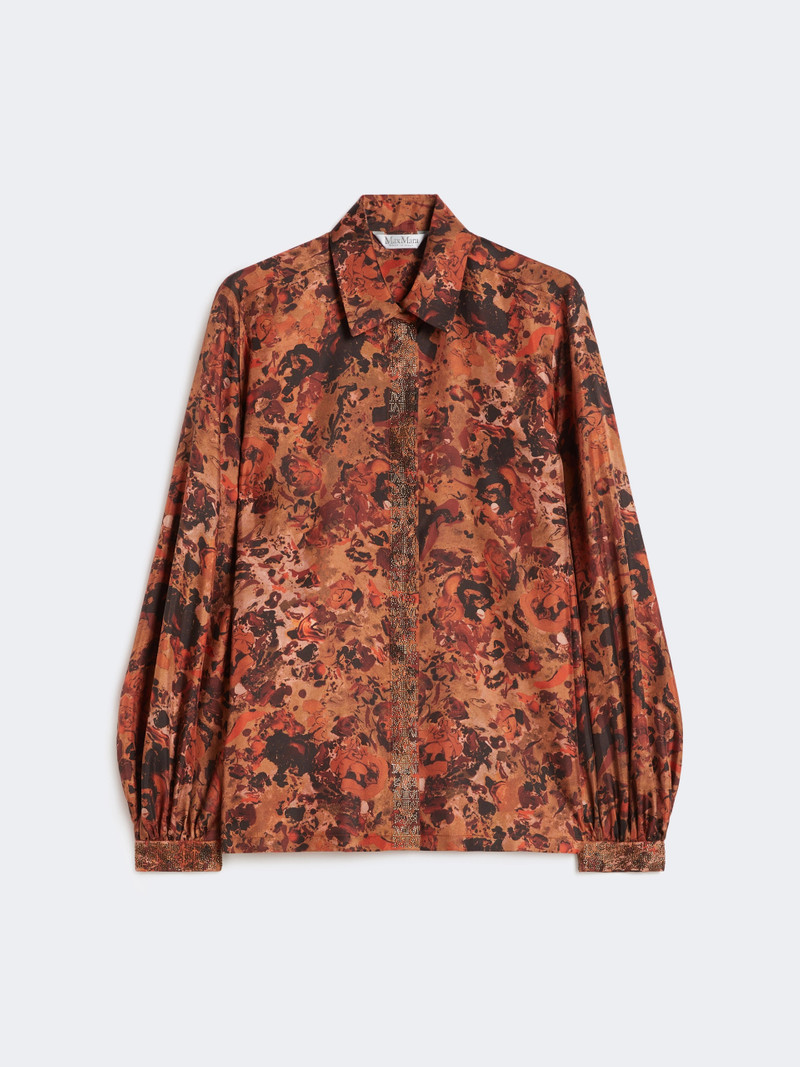 LUSSO Relaxed-fit printed silk shirt - TERRA COTTA 1