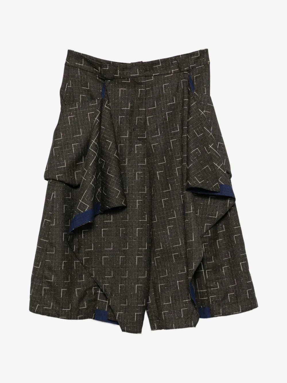 geometric-print draped trousers - 1