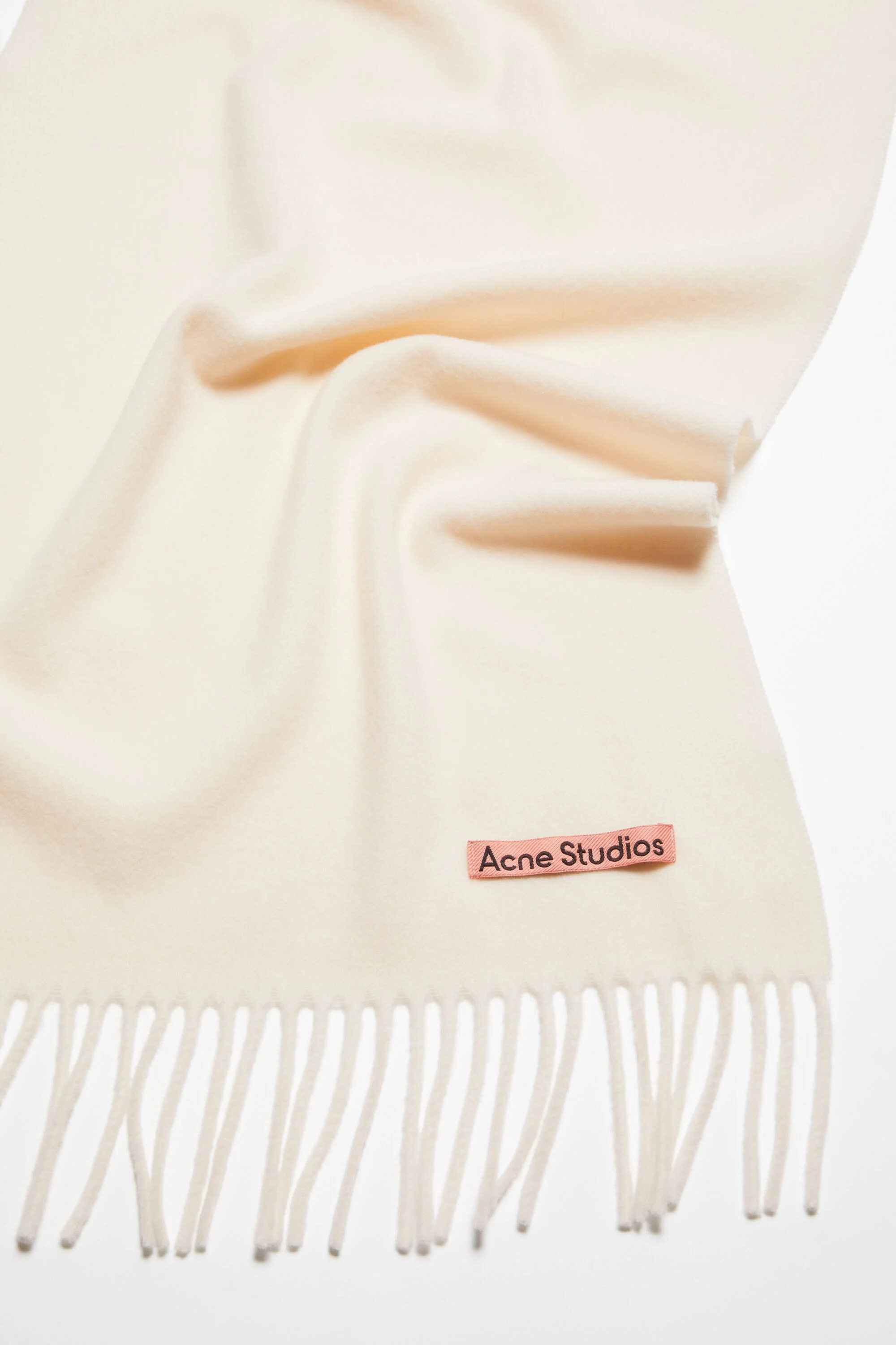 Fringe wool scarf – Narrow - Warm white - 4