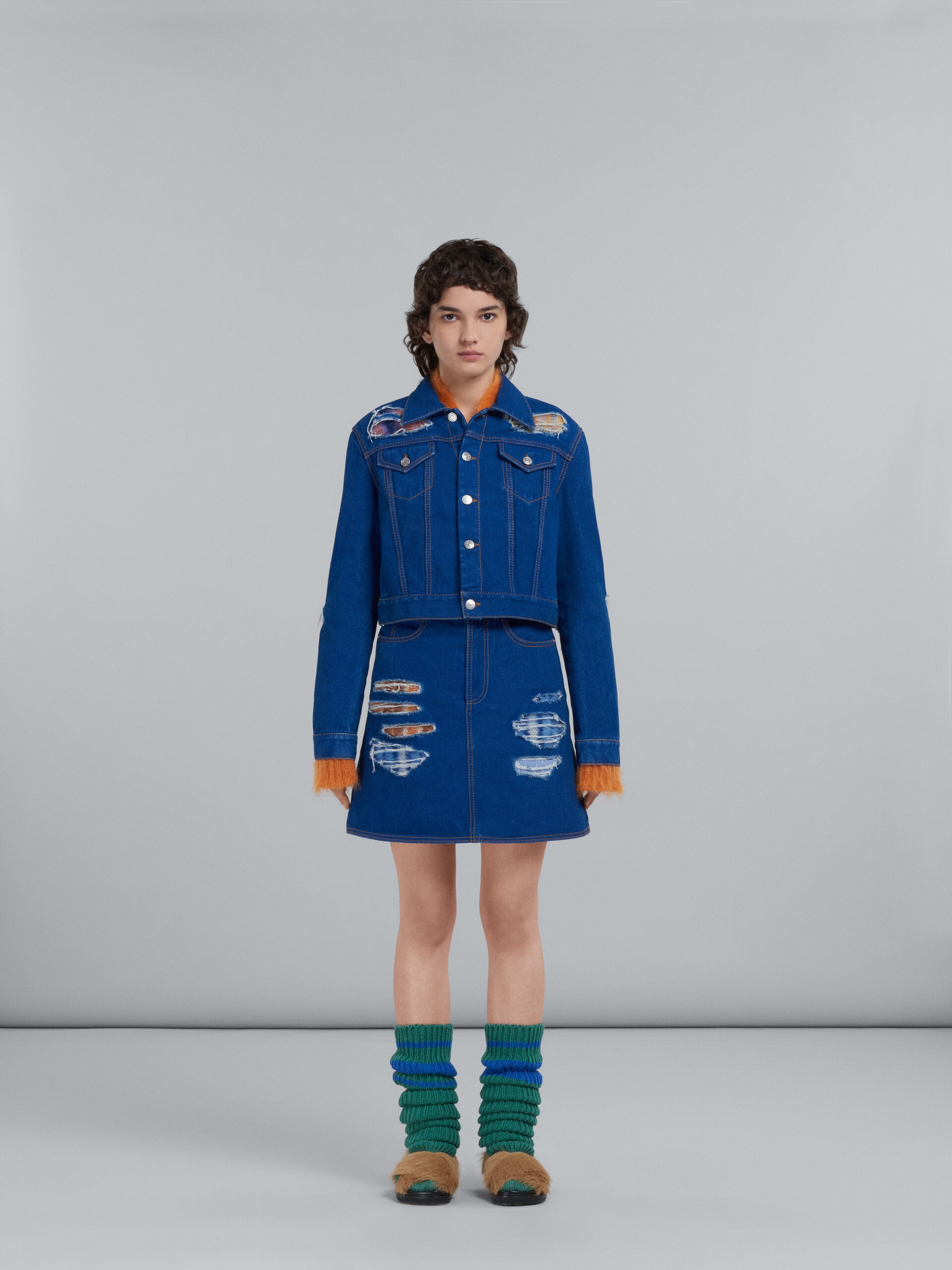BLUE DENIM AND MOHAIR JACKET - 2