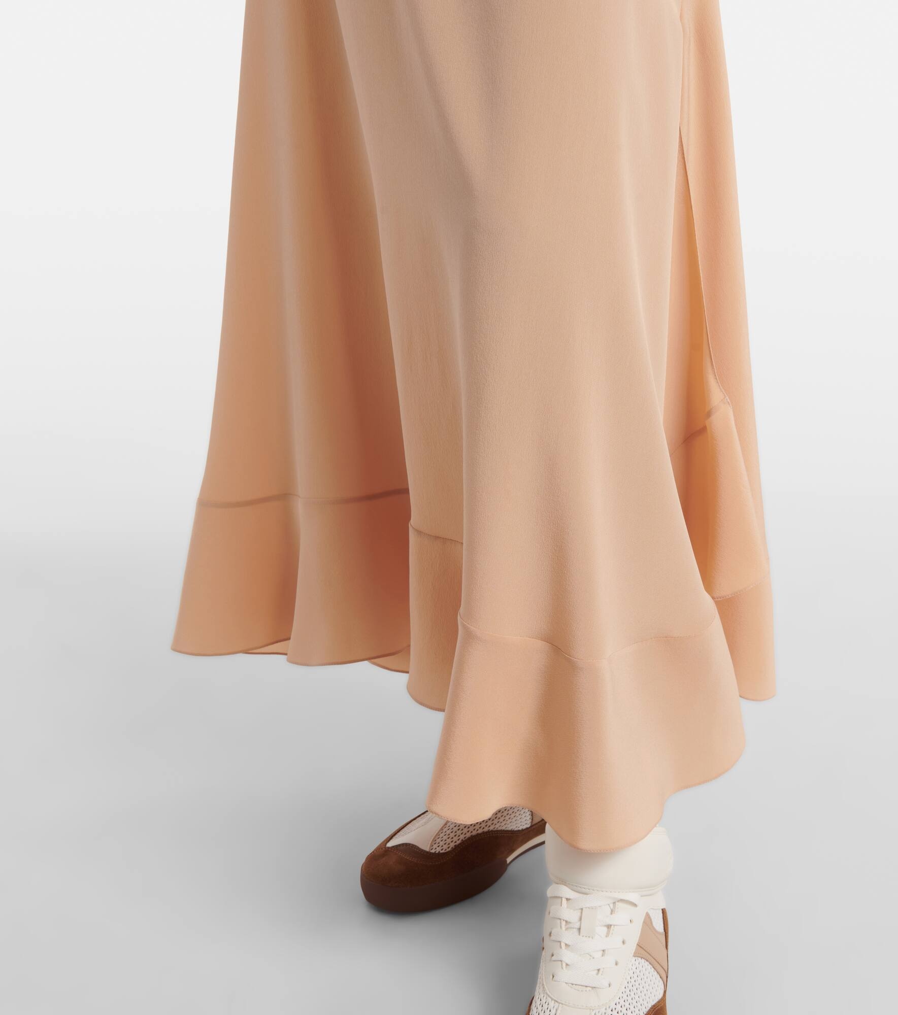 Ruffled silk crêpe de chine maxi dress - 5