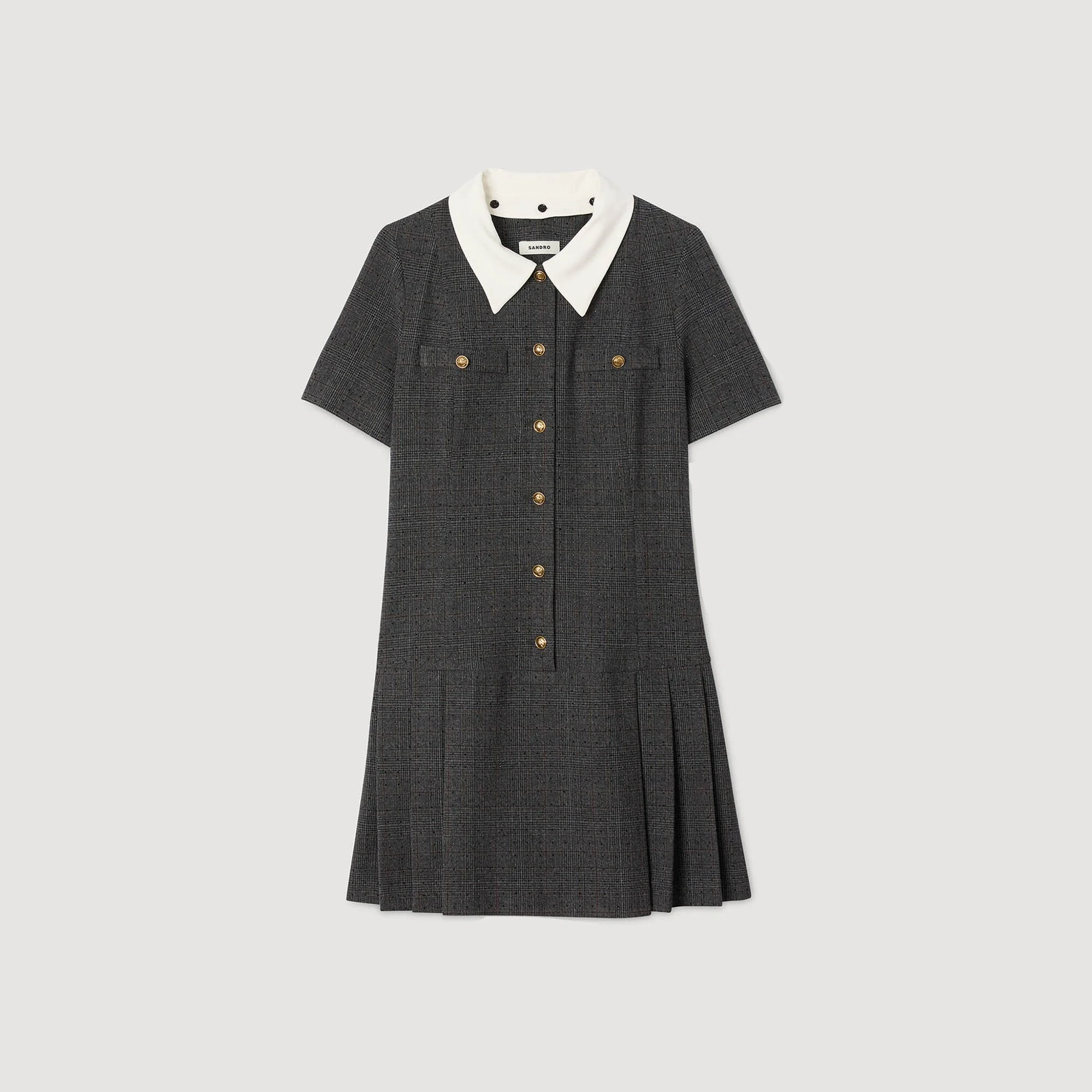 MINI PLEATED DRESS WITH RHINESTONES - 1