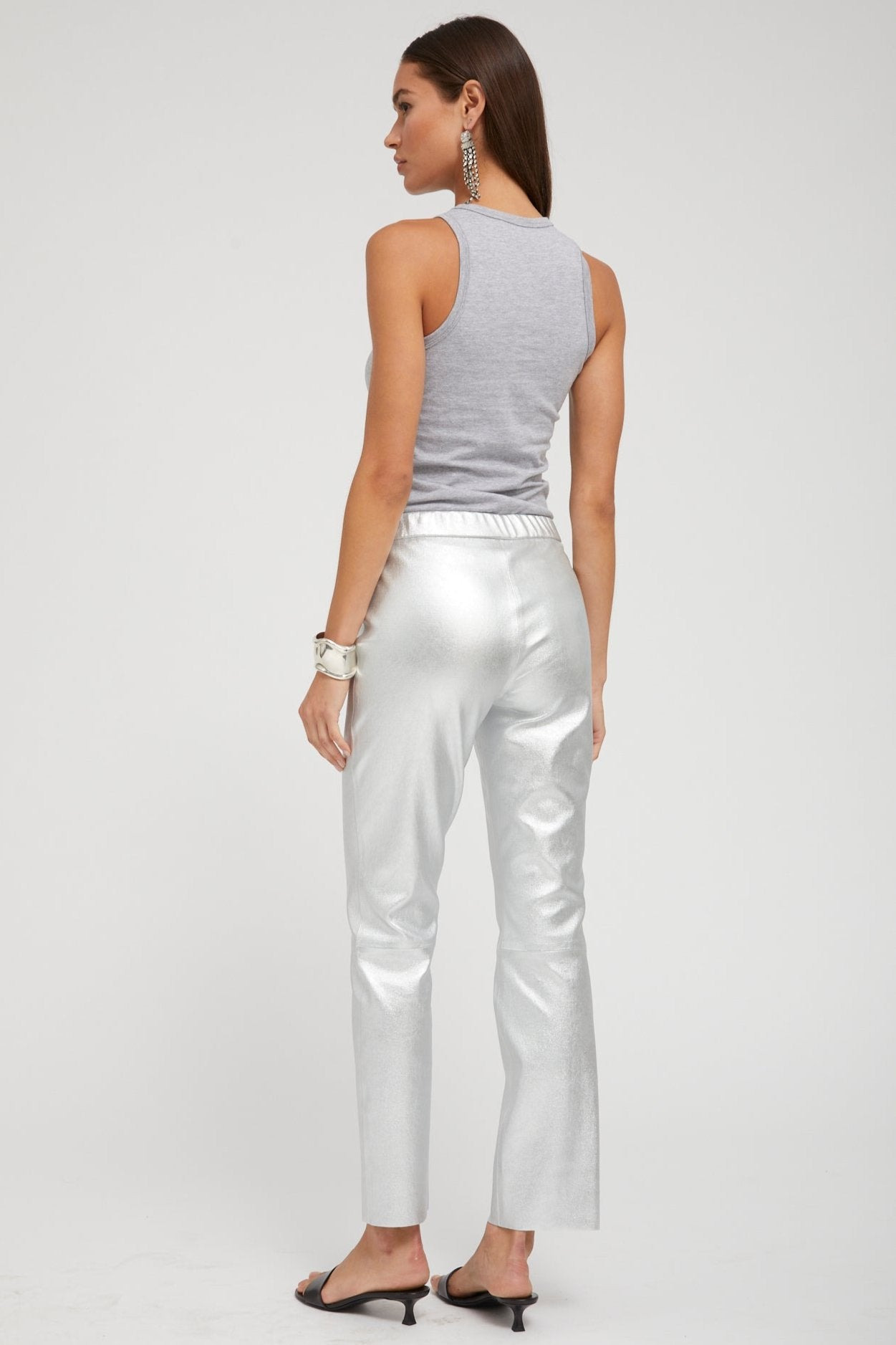 METALLIC SILVER LEATHER SOPHIA PULL ON - 5