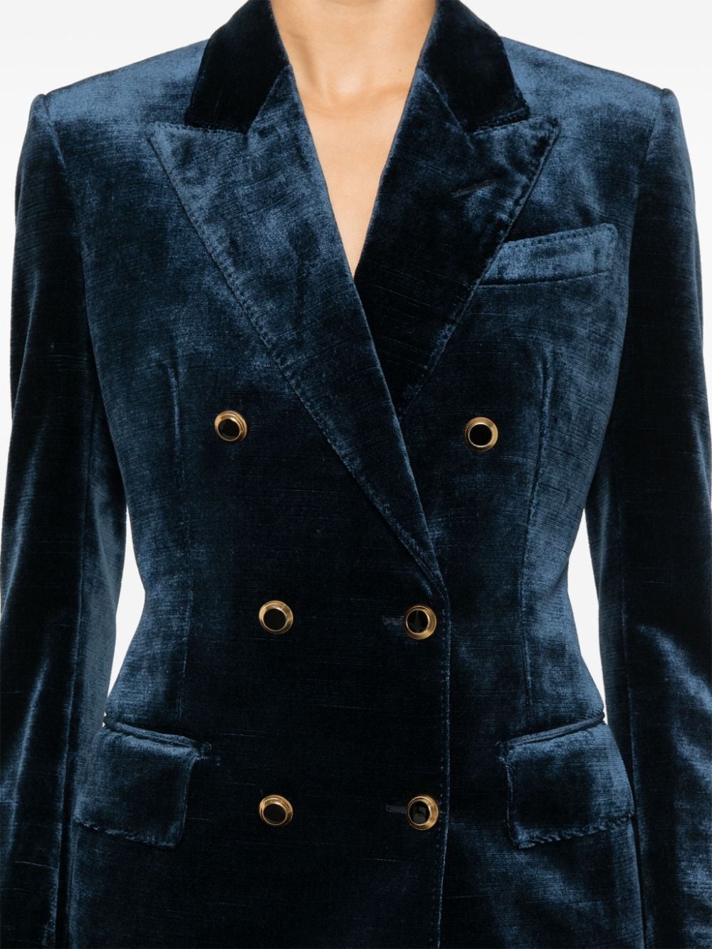 velvet double-breasted blazer - 5