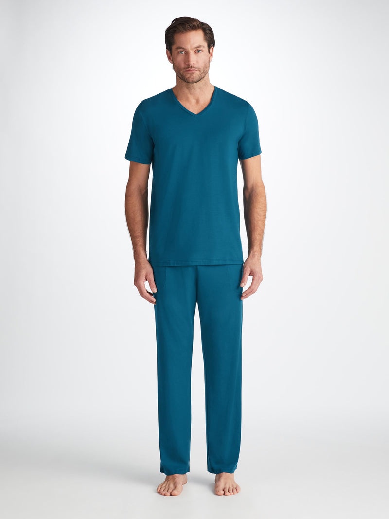 Men's V-Neck T-Shirt Basel Micro Modal Stretch Poseidon Blue - 3