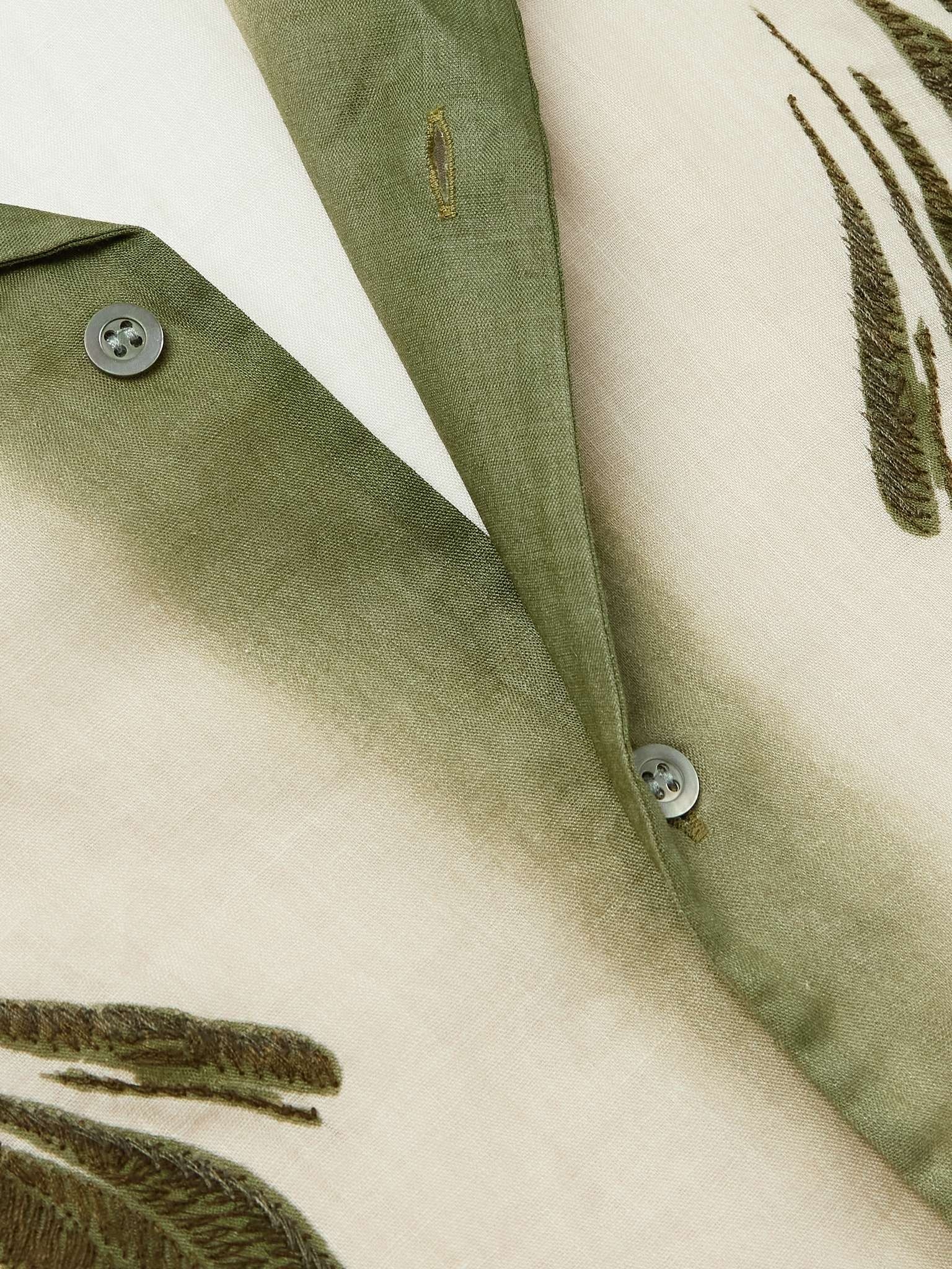 Camp-Collar Embroidered Dégradé Ramie Shirt - 4