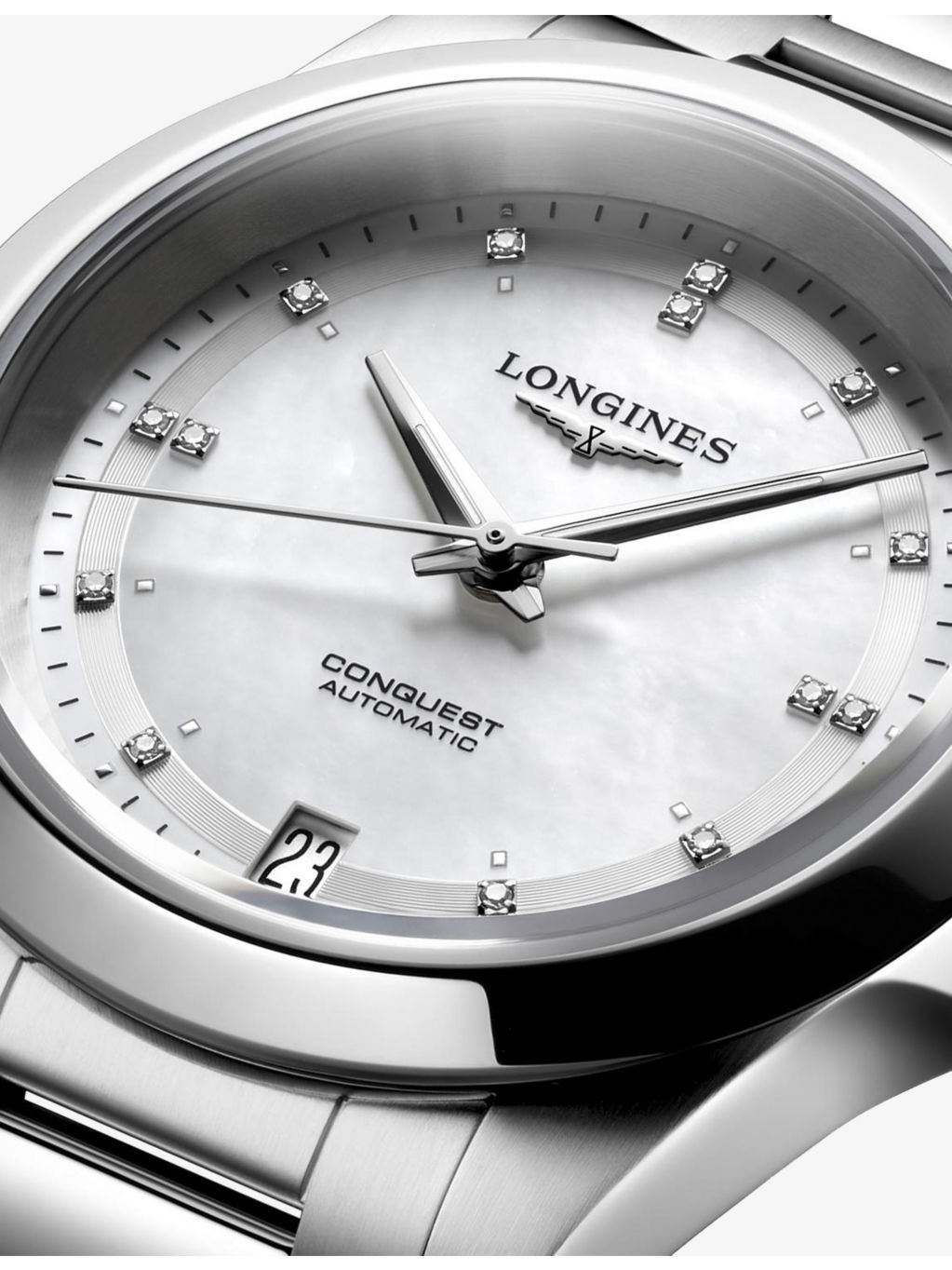 L3.430.4.87.6 Conquest Stainless-Steel And 0.035ct Diamond Automatic Watch - 4