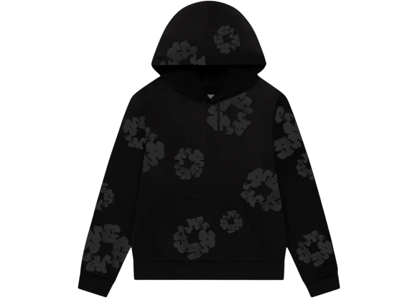 Denim Tears Faded Mono Cotton Wreath Hoodie Black - 1