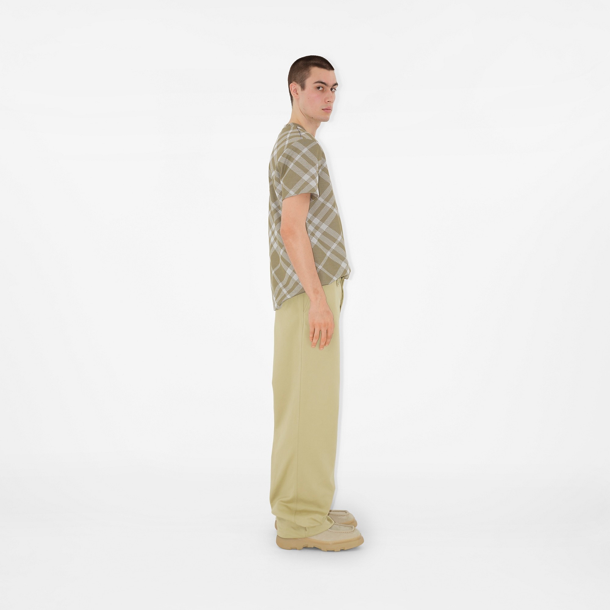 Check Stretch Cotton Blend T-shirt - 3