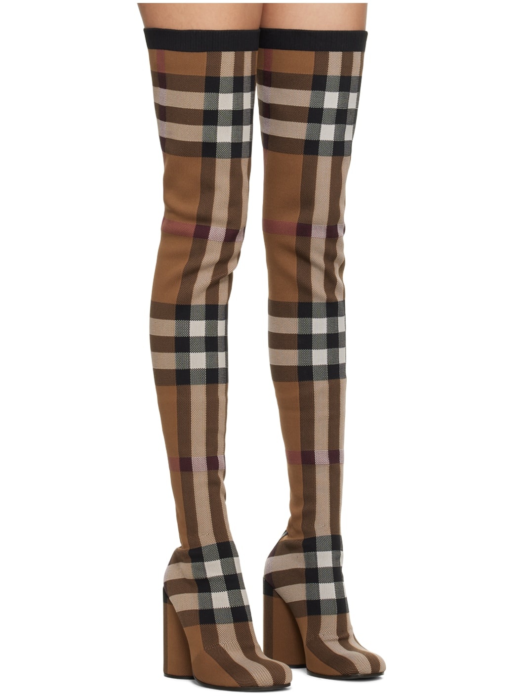 Brown Check Over-The-Knee Boots - 4
