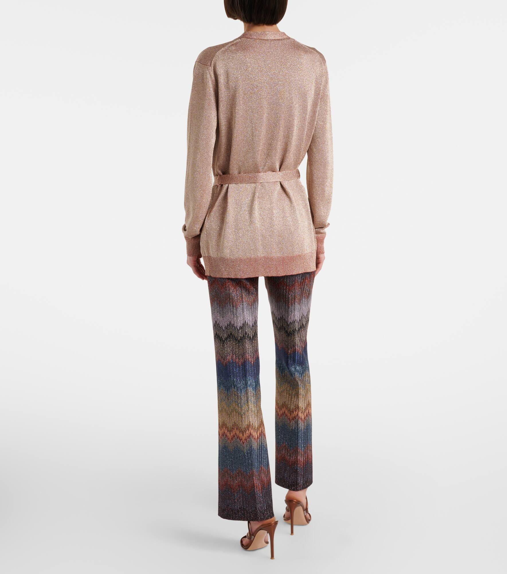 Belted lamé wrap cardigan - 3