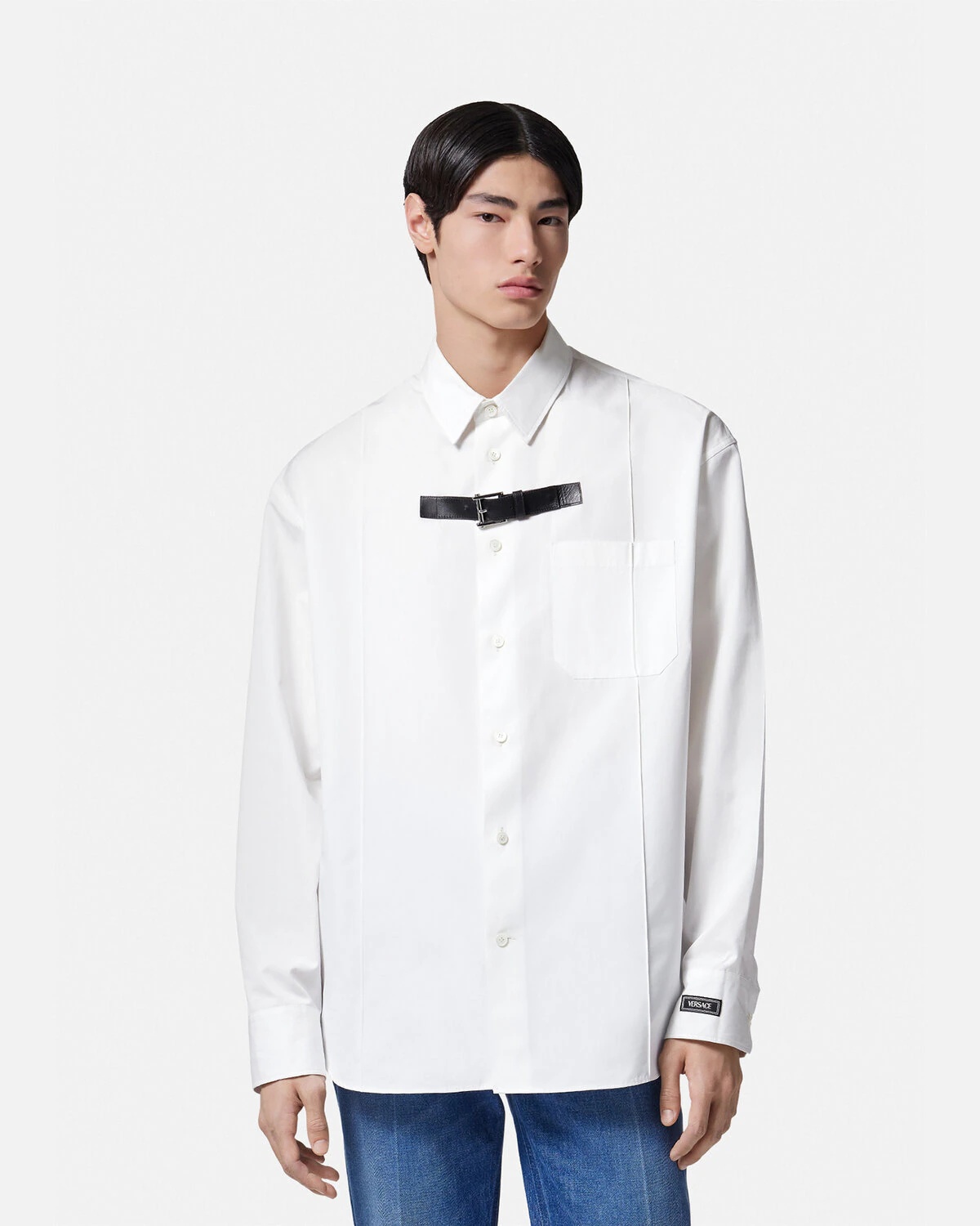 Tシャツ・カットソー VERSACE FORMAL SHIRT WITH BUCKLE (1012146_1A089731W000) Versace Formal Shirt With Buckle | italist