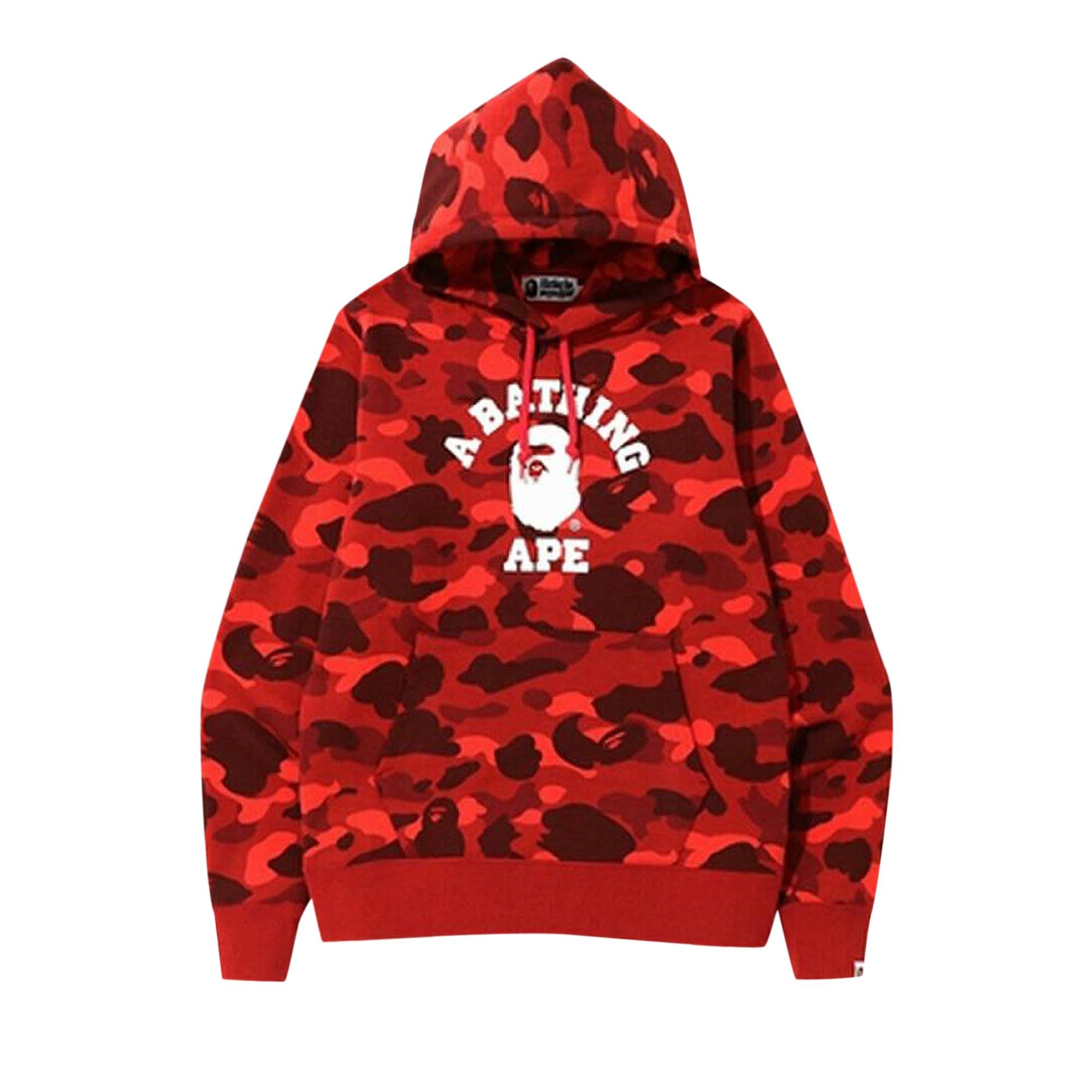 BAPE Color Camo College Pullover Hoodie 'Red' - 1
