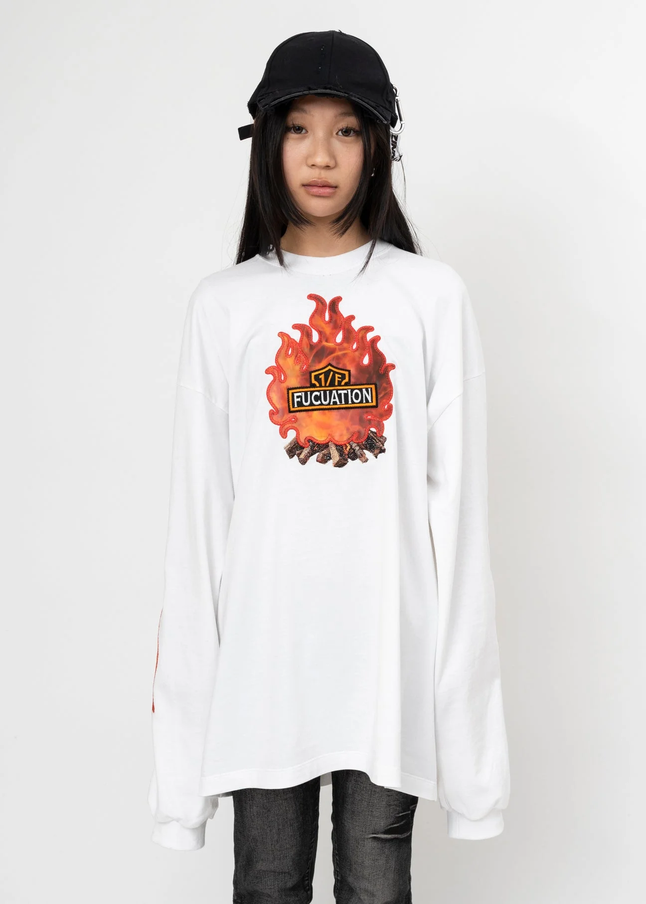 WHITE DOUBLET 1/F FLUCTUATION LENTICULAR L/S T-SHIRT - 1